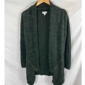 Market & Spruce Deb Cotton Blend Zipper Detail Sweater Green Size small